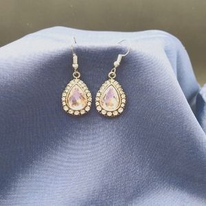 Pale pink and clear rhinestone earrings
